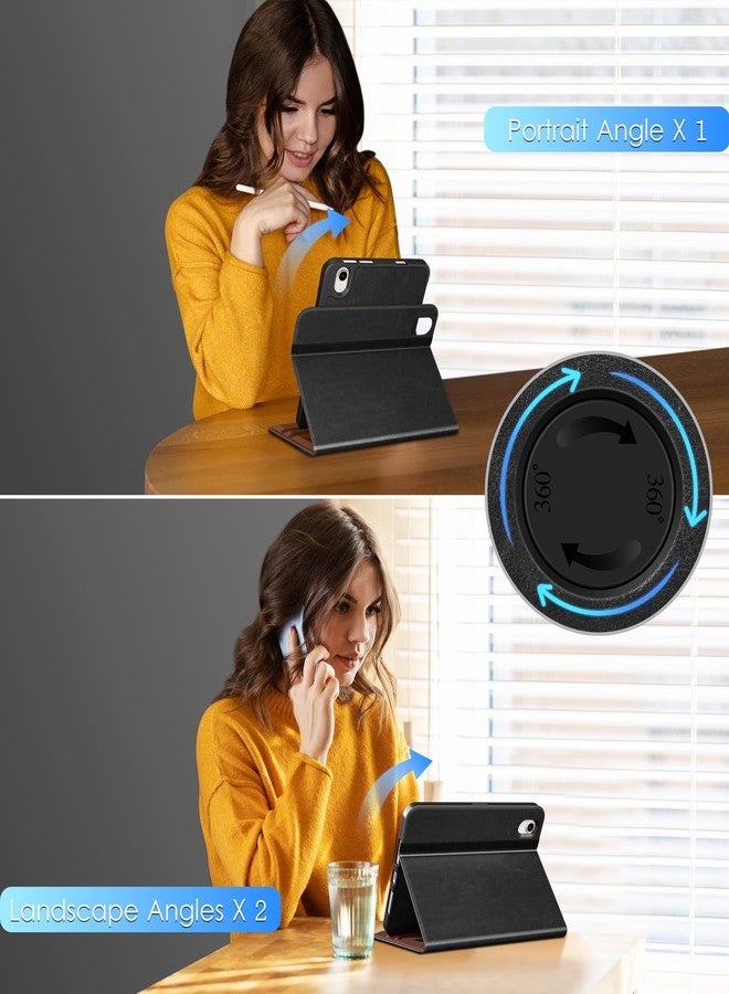 DTTO Rotating Case for iPad mini 7(A17 Pro) 2024 / iPad mini 6 2021, 360 Degree Swiveling Premium Leather Folio Stand Cover with Pencil Holder for iPad mini 7th/6th Generation 8.3'', Black - Image 5